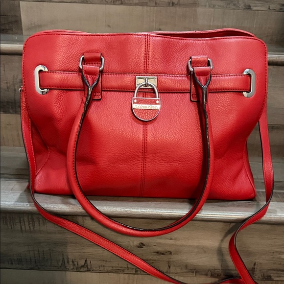 Calvin Klein Handbags - Calvin Klein Red Leather Shoulder Bag
